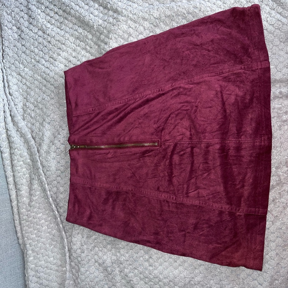 Alya Maroon Suede Mini Skirt